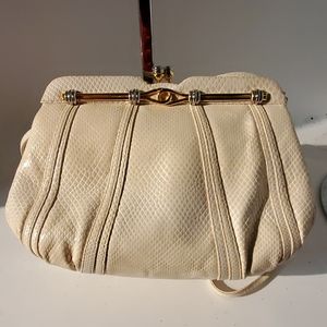 Judith Leiber Beige Lizard Skin Evening Bag